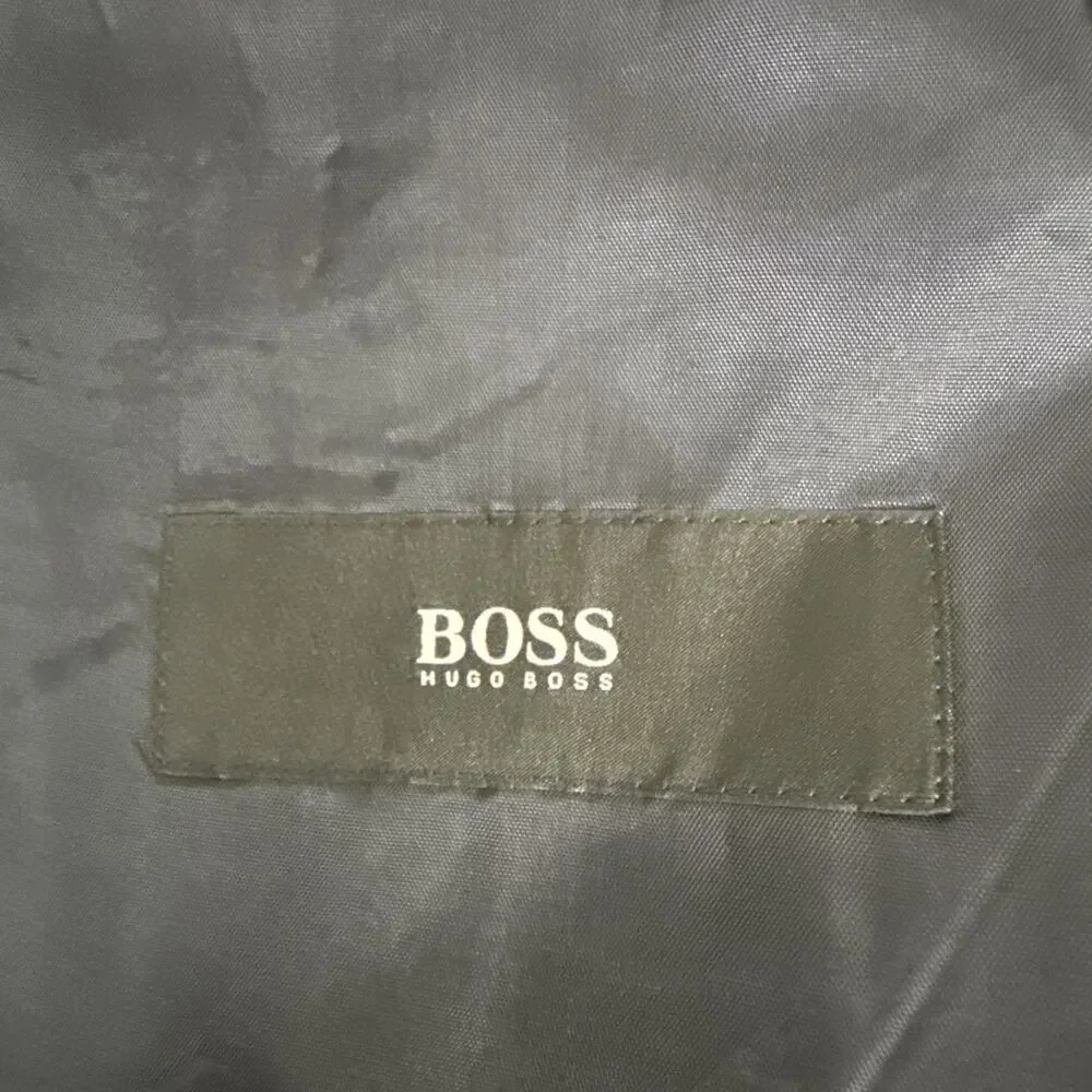 Hugo Boss Wool 42R Lanificio Tesse Super 100 Gray Plaid Blazer Sport Coat Suit
